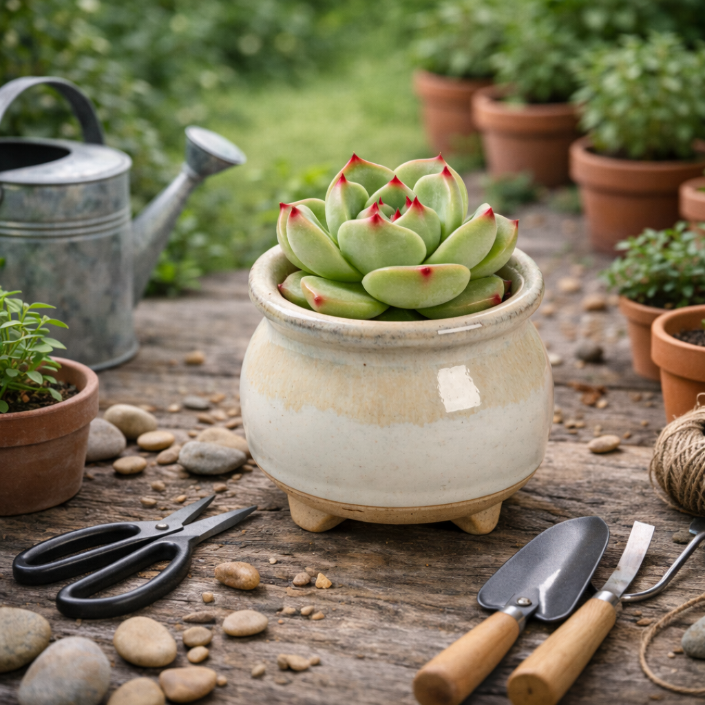 Handcrafted Glazed Ceramic Plant Pot