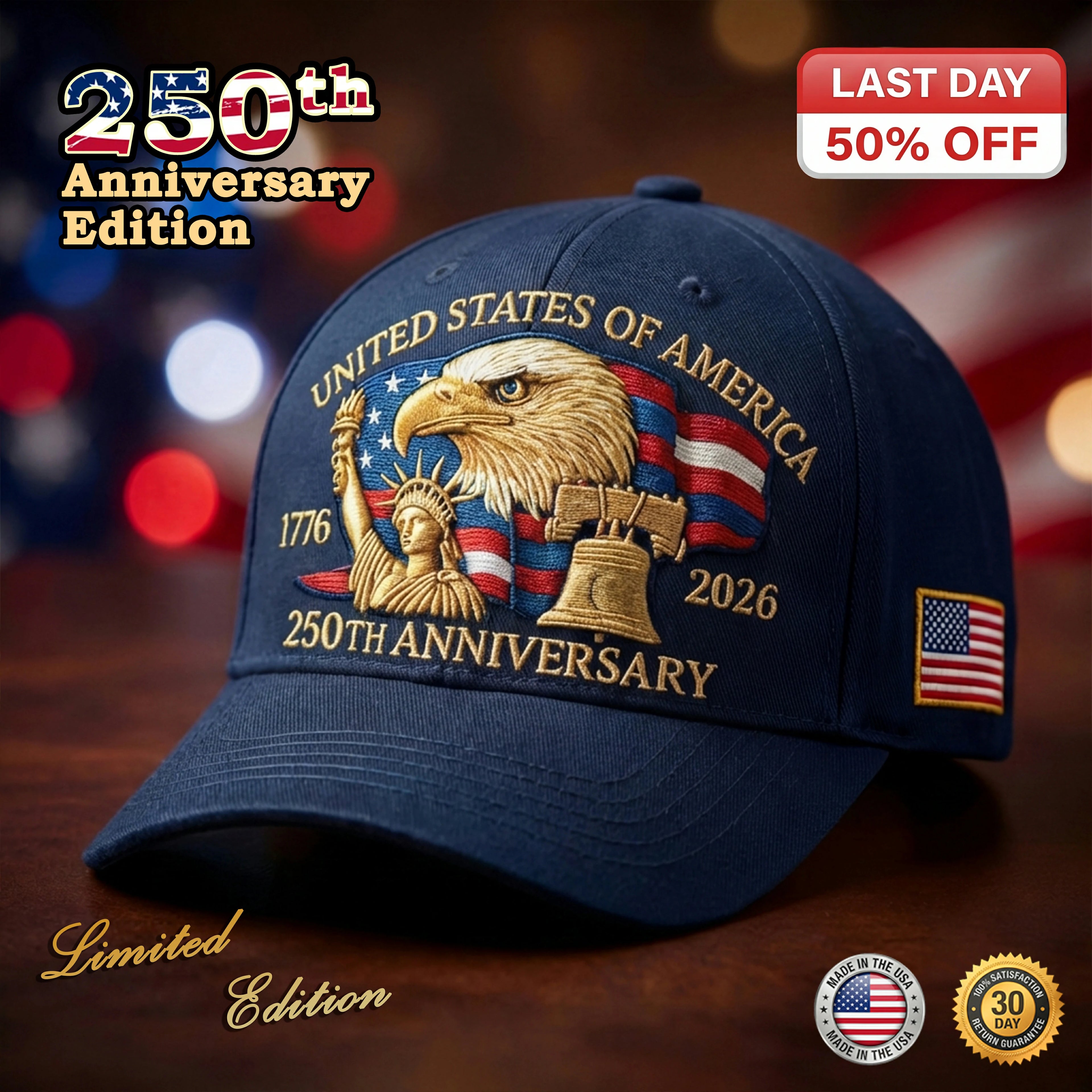 🔥 Final Flash Sale: 50% OFF -USA 250th Anniversary (1776-2026) Historic Cap Bundle: All 5 Exclusive Colors