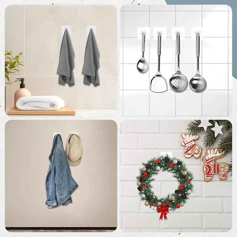 BUY 10 GET 10 FREE 20PCS Adhesive Frame Hooks Wall Mount Self-Adhesive Hooks Suitable for Bathroom and Kitchen Decoration