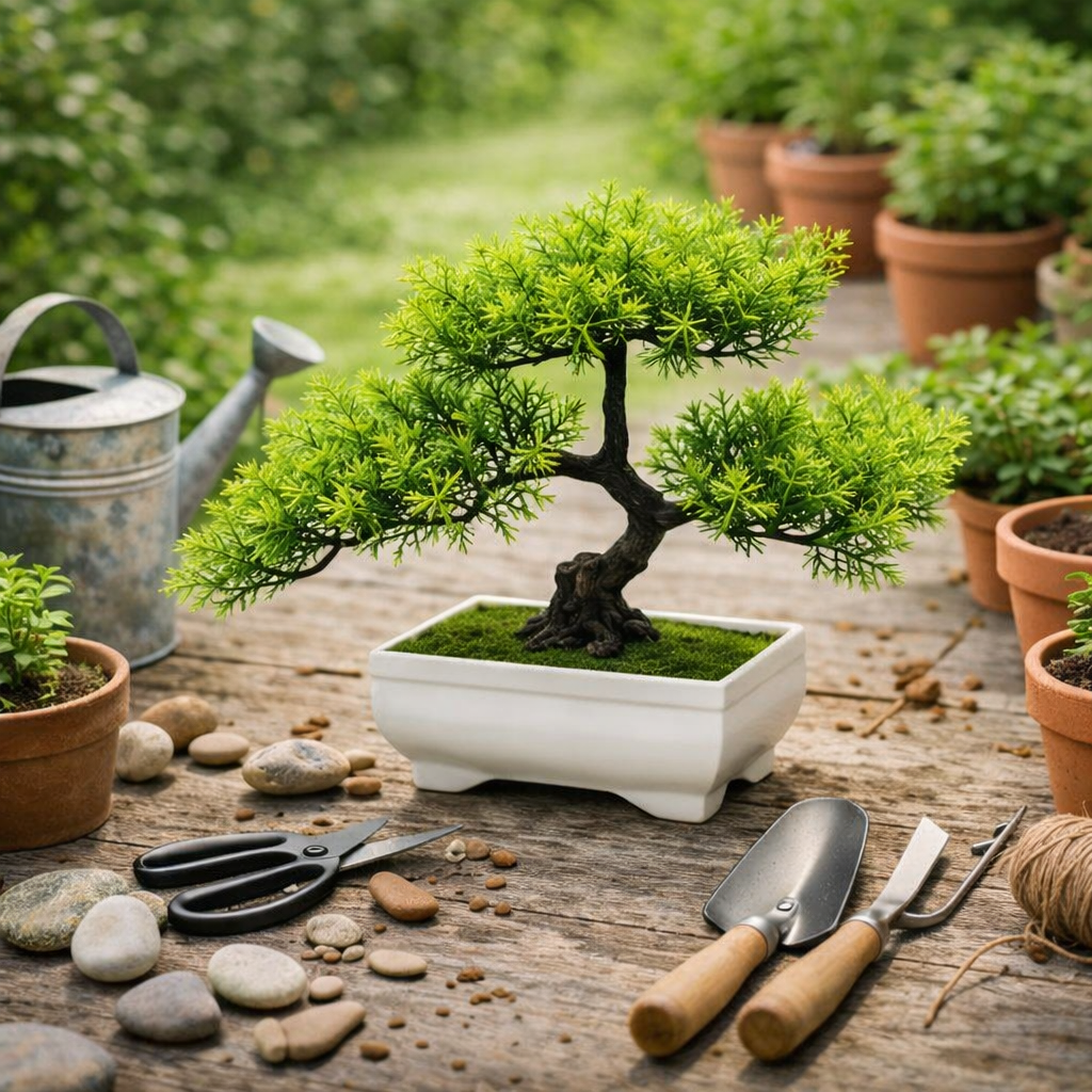 Faux Bonsai Tree with Ceramic Planter