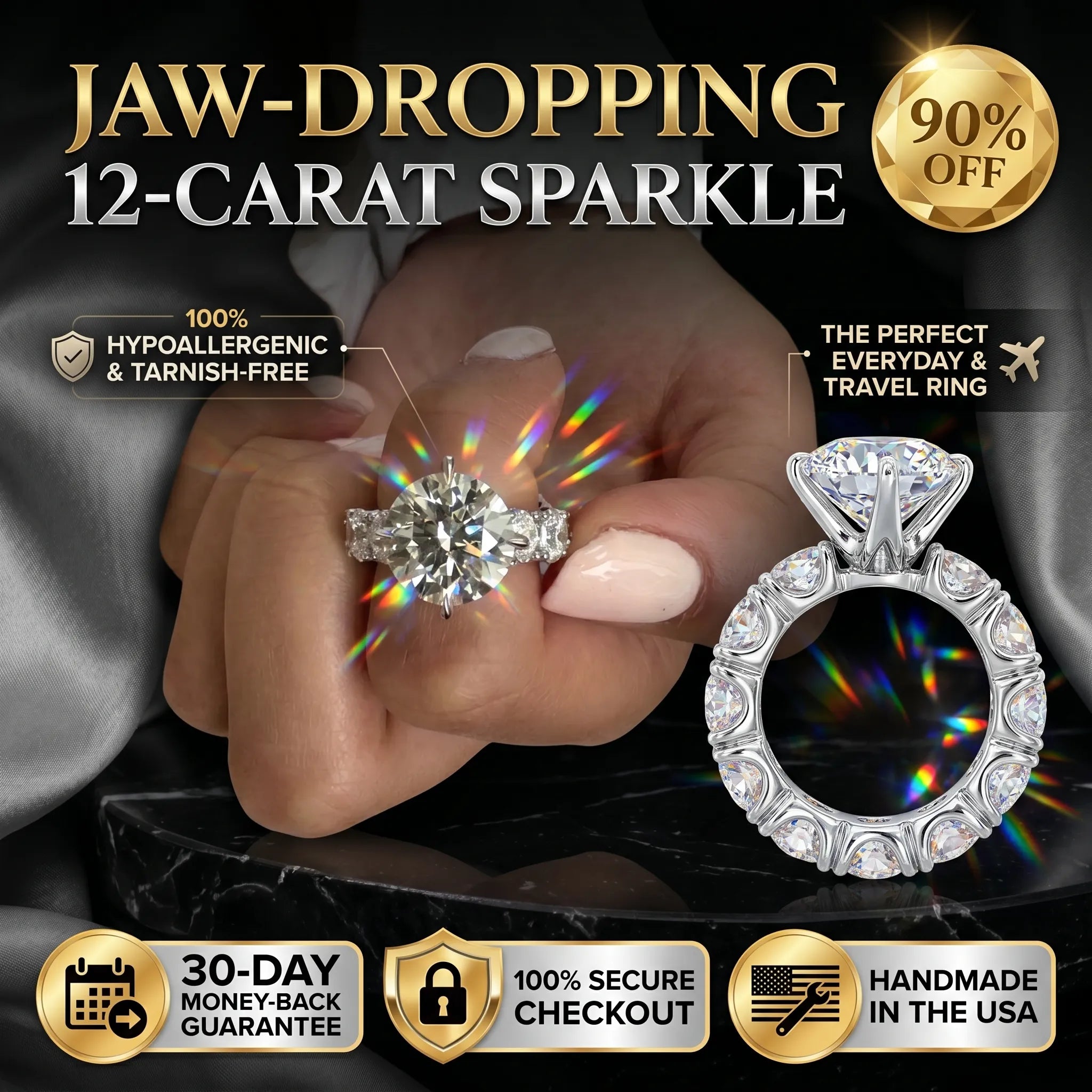 The 12-Carat Flawless Radiance Ring (Platinum Plated)-Last Day Sale🔥90% OFF