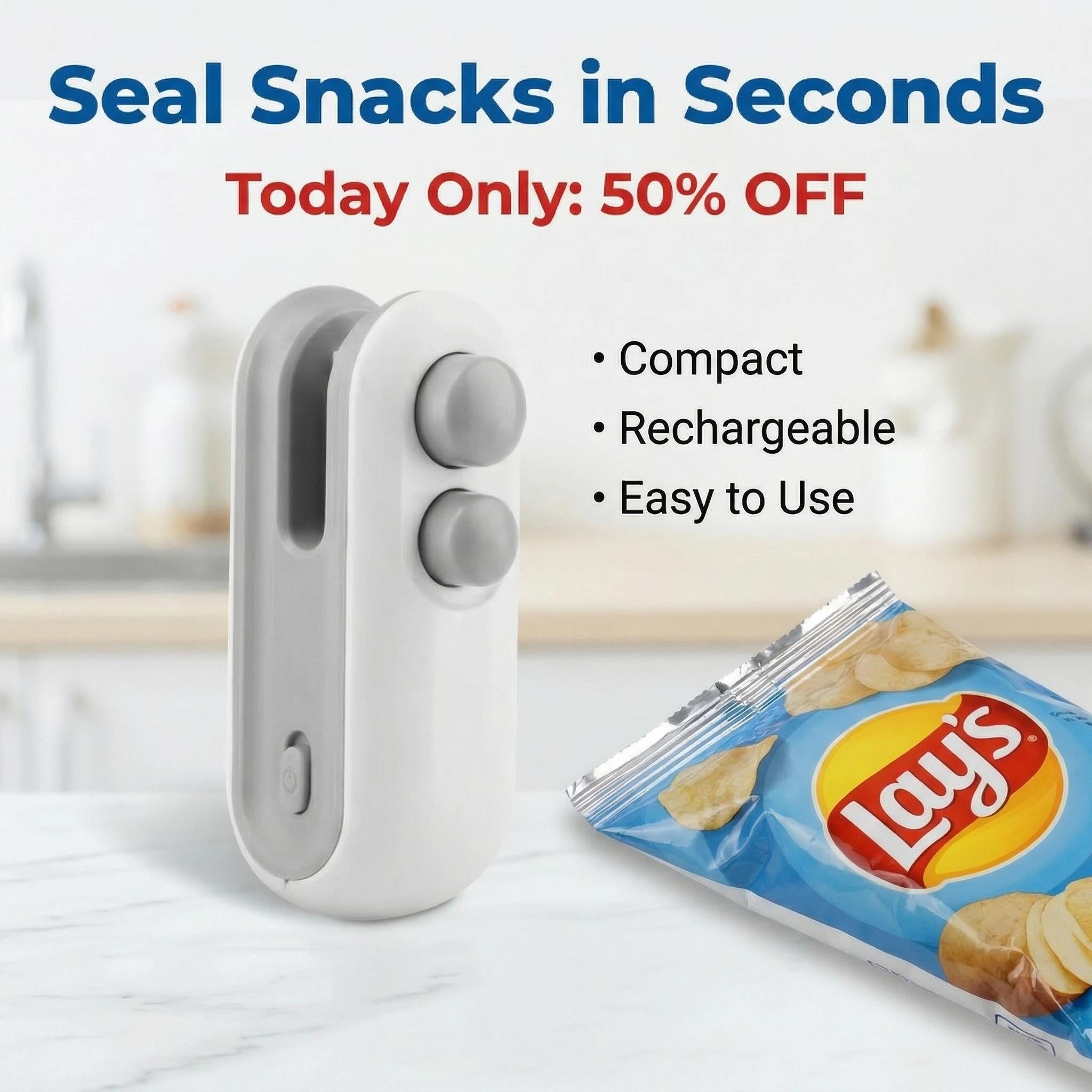 2-in-1 Portable Mini Bag Sealer & Cutter（Keep chips, snacks, pet food, cereal, and leftovers fresher for longer.）