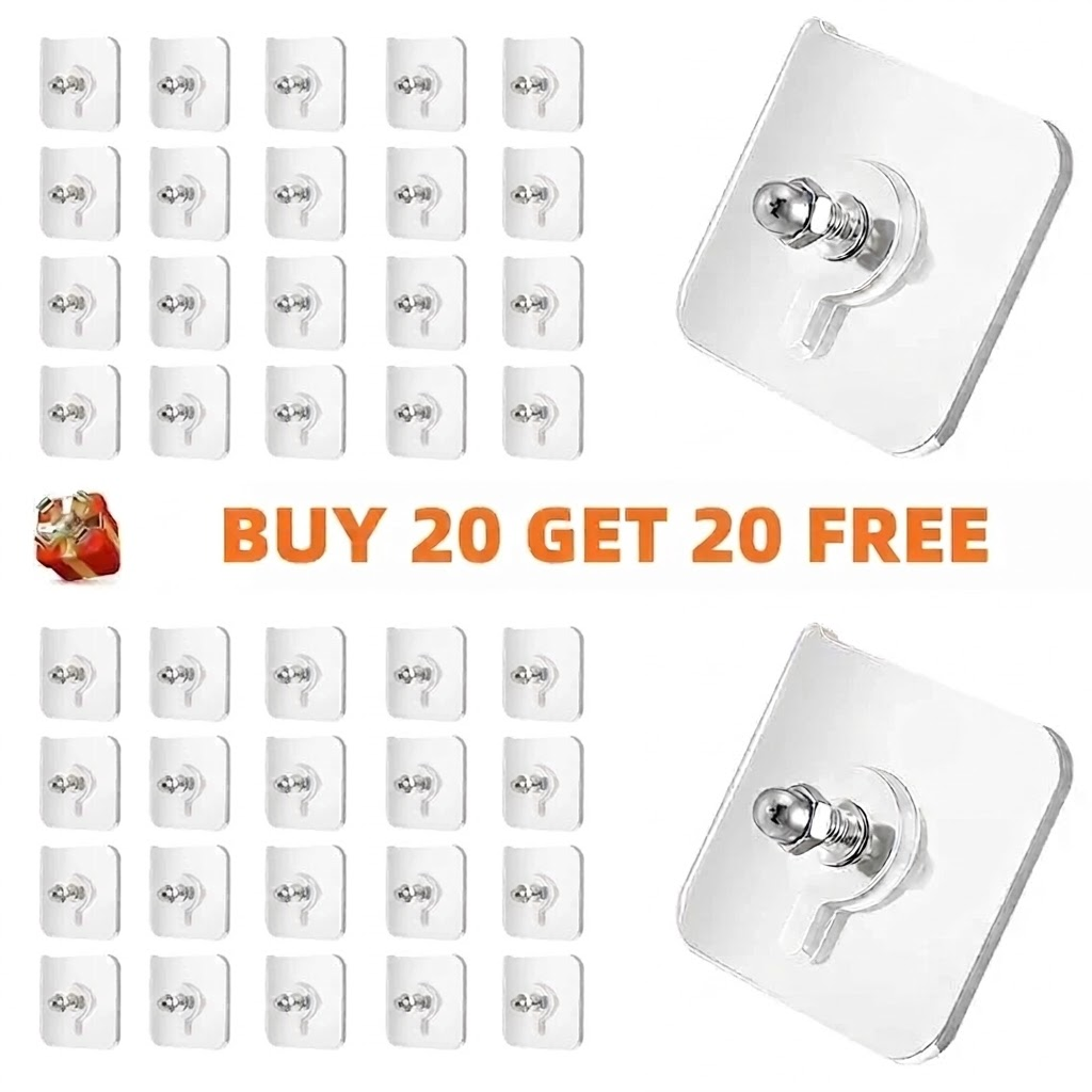 BUY 10 GET 10 FREE 20PCS Adhesive Frame Hooks Wall Mount Self-Adhesive Hooks Suitable for Bathroom and Kitchen Decoration