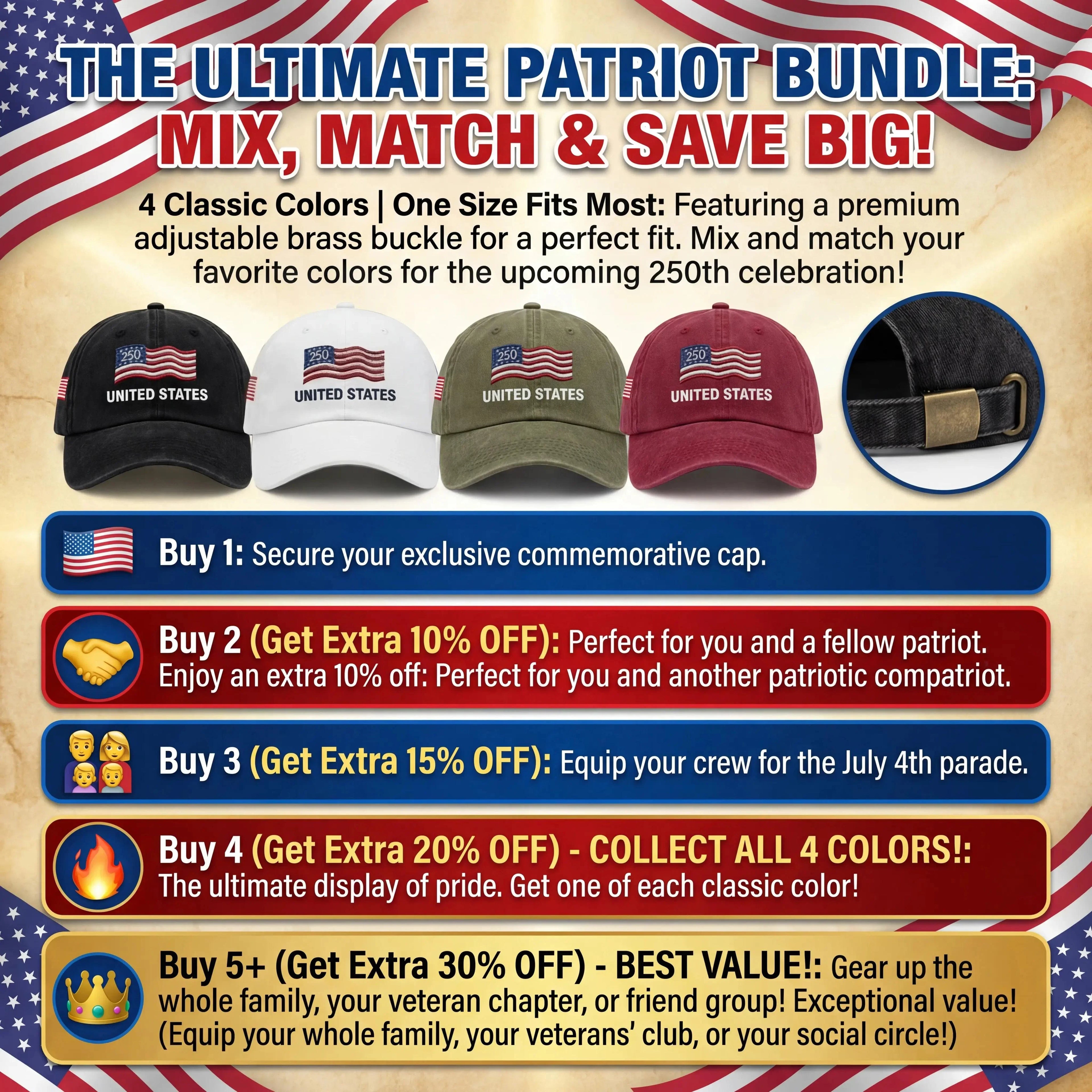 🔥 Final Flash Sale: 49% OFF - Proud to Be American-Personalized 250th Anniversary Commemorative Cap
