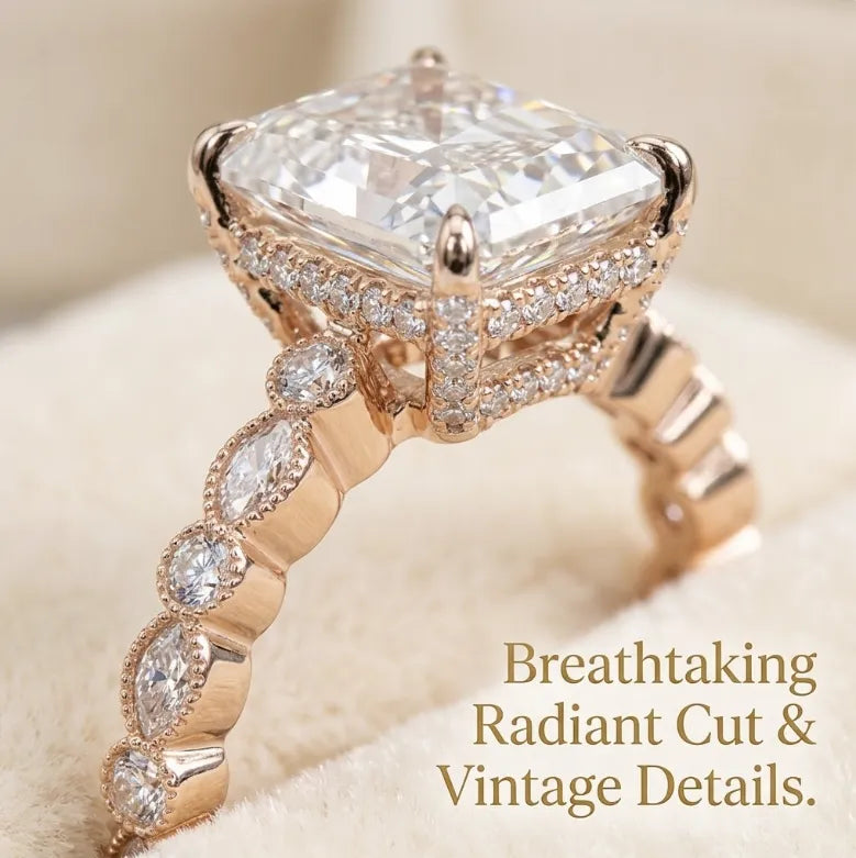 The Anniversary Upgrade: 5-Carat Flawless Radiant Cut Moissanite Ring (Hidden Halo, VVS1)-Last Day Sale🔥-90% OFF